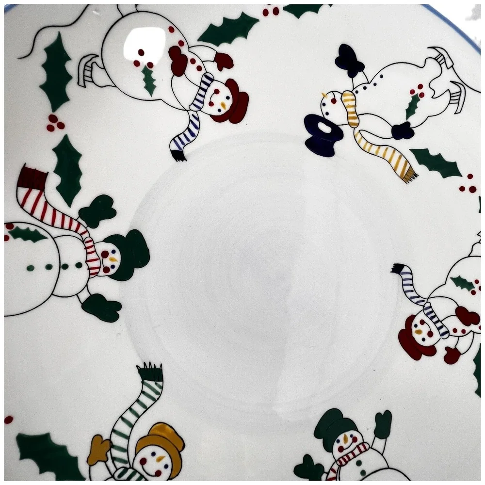 3 Temptations by Tara Snowman Plates Cake Dinner Salad‎ Serving Set Winter Xmas
